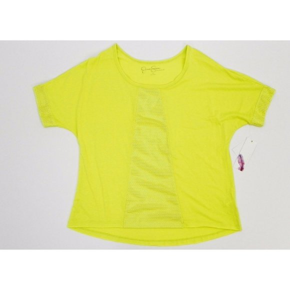 Jessica Simpson Top Junior Short Sleeve Mesh Insert Shirt Electric Lime M - Picture 10 of 10